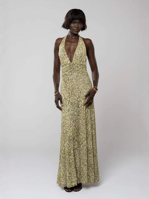 Women's Backless Slim Fit Printed Halter Dress