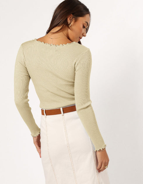 Ribbed Long Sleeve Fitted Top