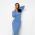Knitted Long Sleeve Split Maxi Dress