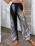 Leaf Print Wide-Leg Pant