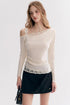 Lace Trim Off-Shoulder Long Sleeve Top
