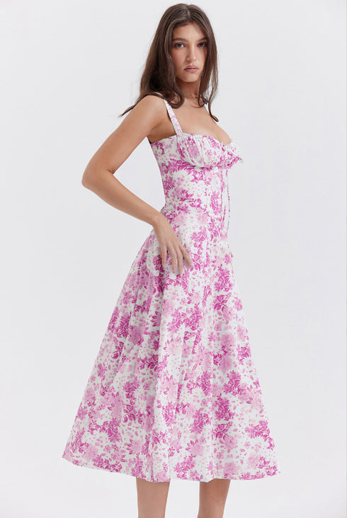 Elegant Solid Color Sling Dress for Women