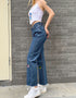 Butterfly Embroidered Straight Jeans