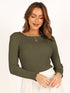 Ribbed Chic Shoulder Top – Slim Fit Stretch Pullover
