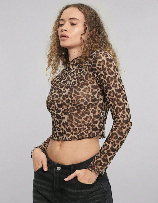 Sheer Leopard Print Top