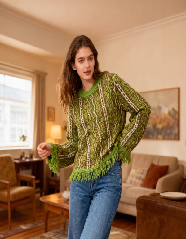 Fringe Detail Knit Sweater