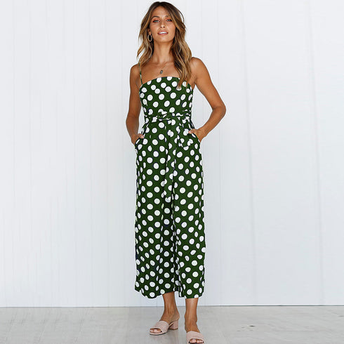 Strapless Polka Dot Wide-Leg Jumpsuit