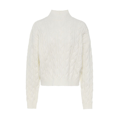 Mock Neck Cable-knit Sweater Loose Pullover Women