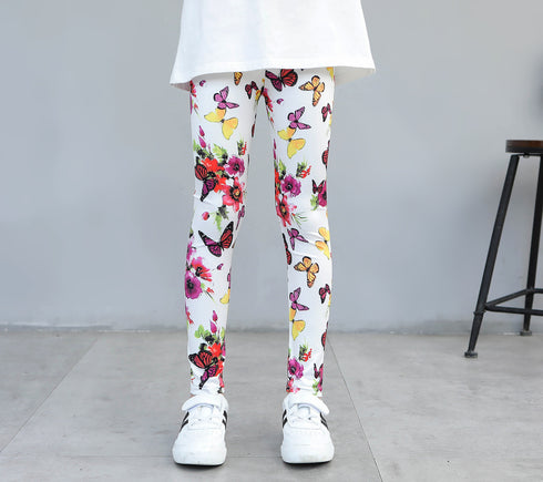 Girls' Spring And Autumn Thin Elastic Printed Pants