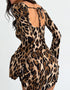 Leopard Print Backless Mini Dress