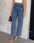 Oblique Waist Straight Leg Jeans