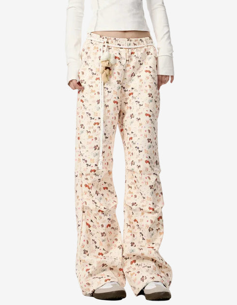 Animal Print Wide-Leg Pants