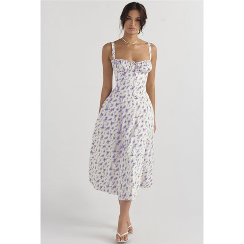 Elegant Solid Color Sling Dress for Women