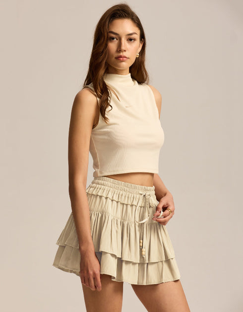 High-Waisted Tiered Mini Skirt