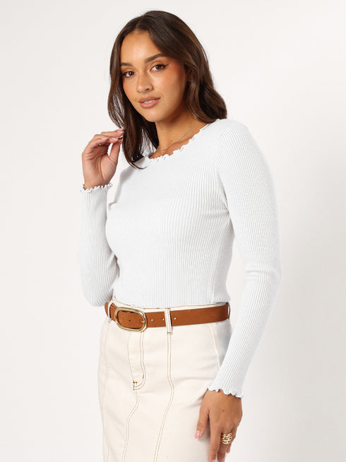 Ribbed Chic Shoulder Top – Slim Fit Stretch Pullover
