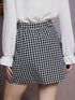 Houndstooth High-Waisted Midi Skirt