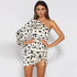 Cow Print One-Shoulder Mini Dress