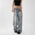 Women's American-style Retro 3D Printed Washed Wide-leg Pants