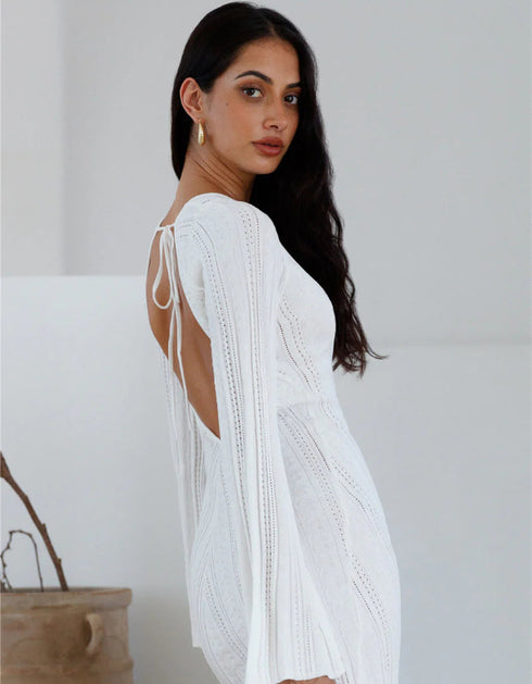 Backless Long Sleeve Mini Dress