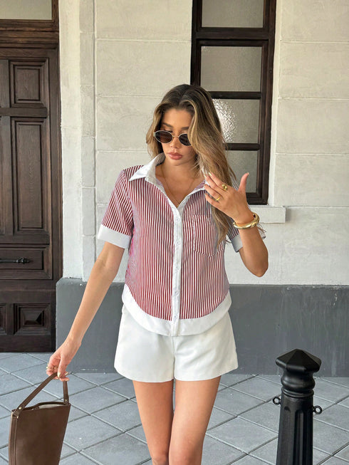 Button-Down Striped Summer Top