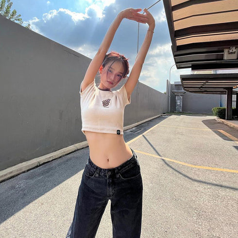 Fashion Letter Crew Neck Short-sleeved T-shirt For Women