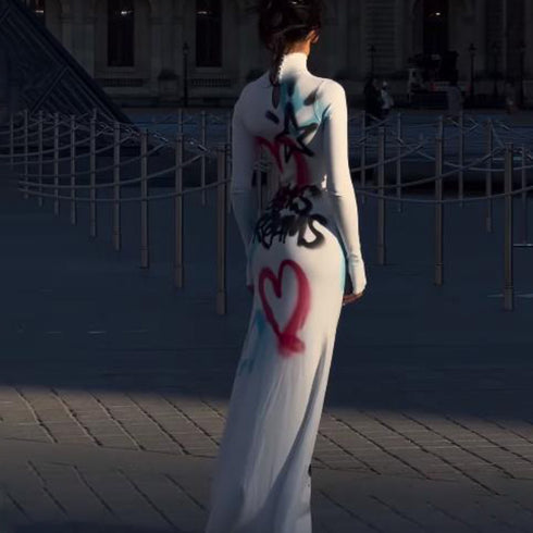 Women's High Collar Color Block Print Bodycon Dress