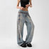 Women's American-style Retro 3D Printed Washed Wide-leg Pants