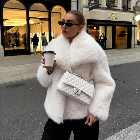 Internet Celebrity Fur Coat Women's Large Lapel Street Shot Fluffy