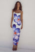 Strappy floral print fitted long dress