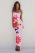 Strappy floral print fitted long dress