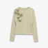 Women's Round Neck Floral Embellished Knit Sweater