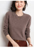 Ladies Solid Color Round Neck Long Sleeve Pullover Sweater