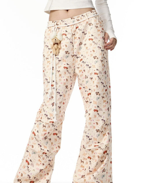 Animal Print Wide-Leg Pants