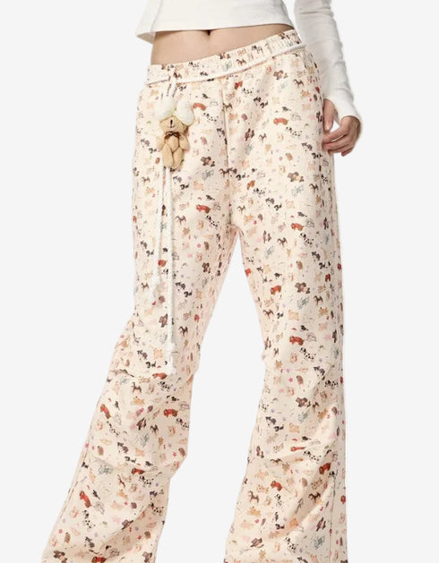 Animal Print Wide-Leg Pants