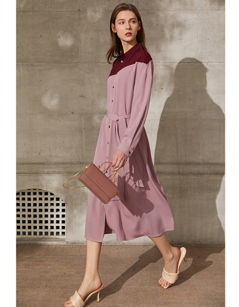 Contrast Color A-Line Midi Dress