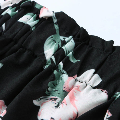 Floral Printed Wide-Leg High-Waist Short