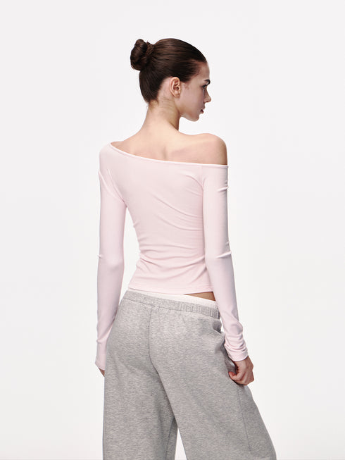 Asymmetric Neck Slim Top