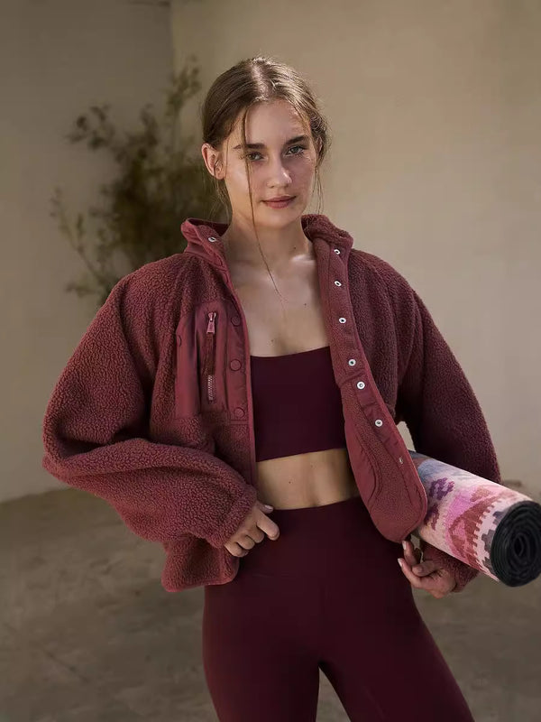 Lambswool Stand Collar Loose Fit Jacket