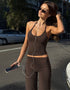 Backless Vest & Straight-Fit Pants Set