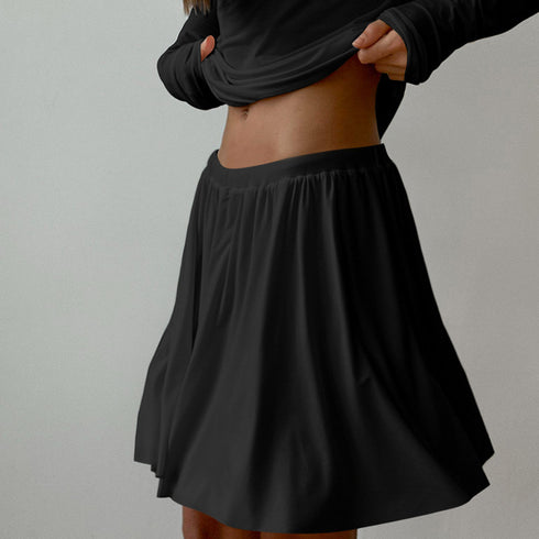 Women's Knitted Slim-fit Stretch Long Sleeve Short Skirt Two-piece Set