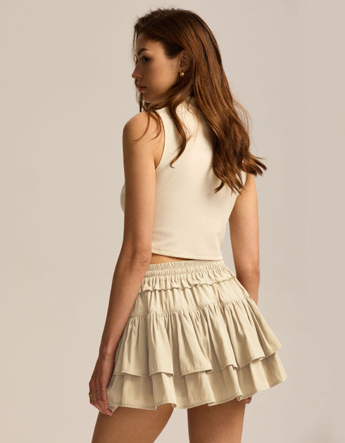 High-Waisted Tiered Mini Skirt