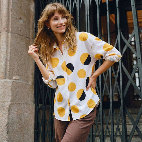 Polka Dot Long Sleeve Blouse