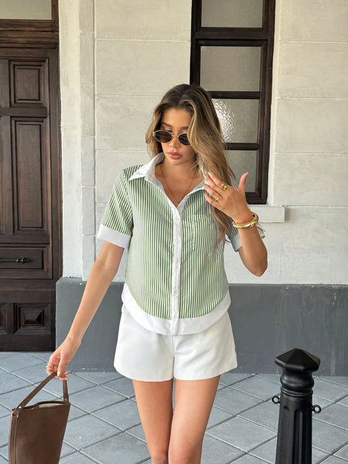Button-Down Striped Summer Top