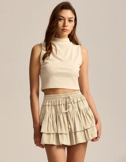 High-Waisted Tiered Mini Skirt