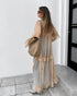 Khaki Ruffled Long Summer Dress