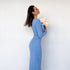 Knitted Long Sleeve Split Maxi Dress