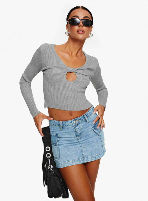 Low Waist Denim Mini Skirt