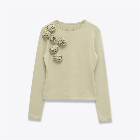 Women's Round Neck Floral Embellished Knit Sweater