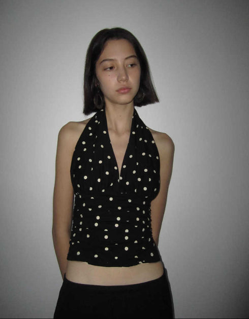 Polka Dot Halter Crop Top