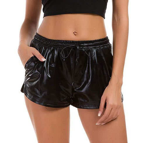 PU Leather Fitness High-Shine Casual Short